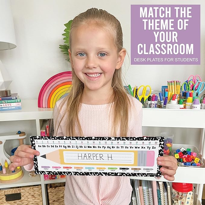 Desk Name Tags for Classroom – 36 Student Name Plates for Classroom Kindergarten, Preschool, 1st, 2nd & 3rd Grade, 14.5 x 4in Teacher Nameplates for Student Desks, Colorful Nametags