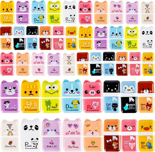 48 Pcs Cute Erasers for Kids Fun Animal Erasers Pencil Eraser with Clean up Roller Bulk Gift for Student School Office, 16 Styles