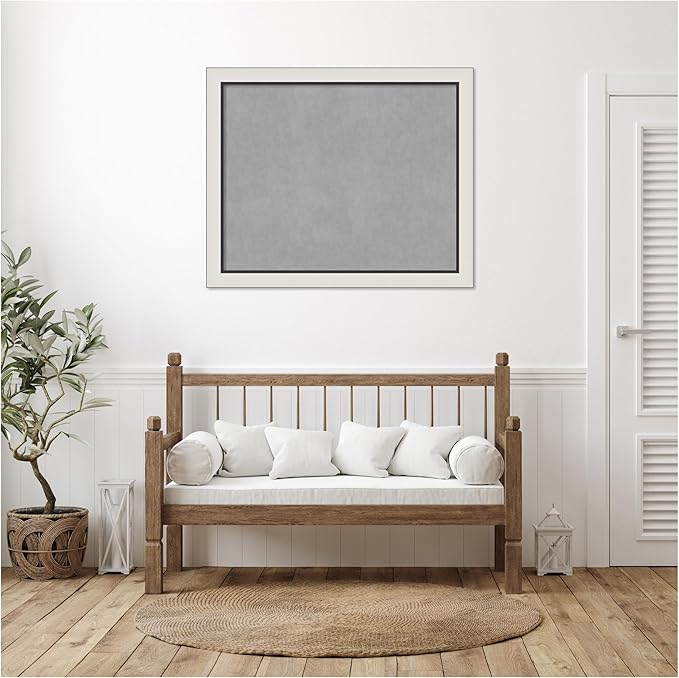 Amanti Art Silver Framed Magnetic Board 38x46 X-Large Vision Board for use with Magnets, 100% Metal Sheet to Display Items as Office Decor or for Home Organization in mudroom, Kitchen or Kids Room
