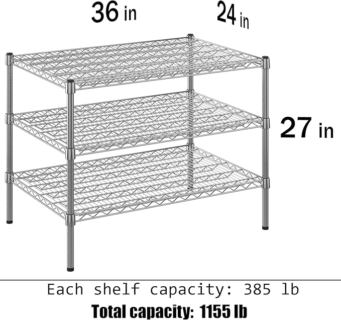 Regal Altair 24" Deep x 36" Wide x 27" Height Wire Shelving Kit | 3-Tier | NSF Commercial Storage Rack Unit