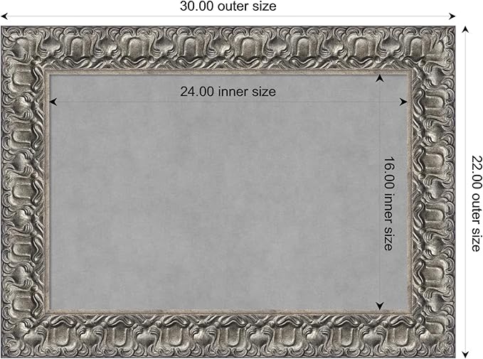 Amanti Art Silver Framed Magnetic Board 22x30 Medium Vision Board for use with Magnets, 100% Metal Sheet to Display Items as Office Decor or for Home Organization in mudroom, Kitchen or Kids Room