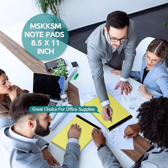 MSKKSM Legal Pads 8.5 x 11, 2 Pack Yellow Note Pads 8.5 x 11 Writing Pads, Wide Ruled Legal Notepads, Lined Pads of Paper Yellow Paper Pads, 30 Sheets Per Notepad for School, Home, Office, Business
