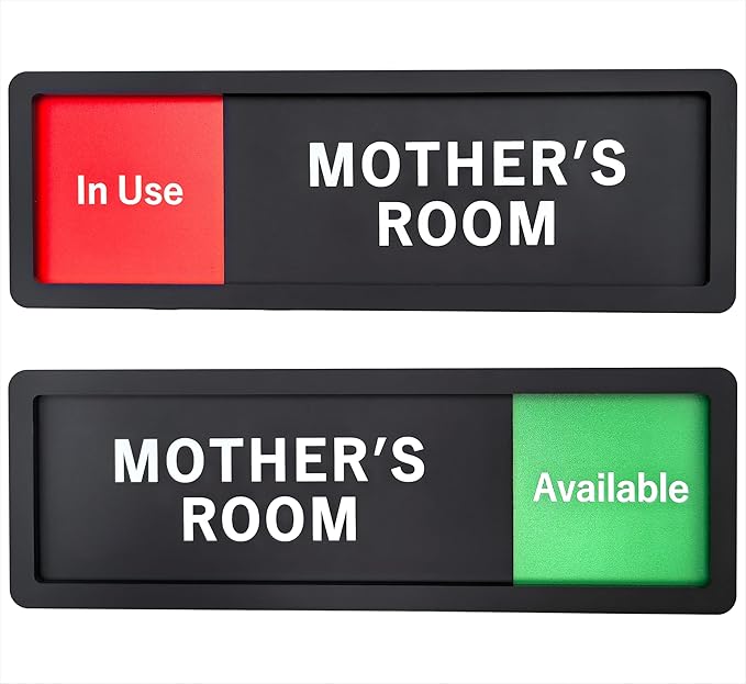 Mother's Room Sign – Privacy In Use / Available Slide Switch Sign, Premium Durable Acrylic Material, Super Strong Self-Adhesive, Quick Installation, Suitable For Your Home And Business ( 9×3 Inches, Black)