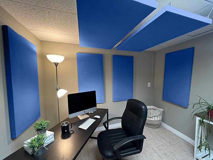 ATS Acoustics Home Office Residential Acoustic Treatment Room Kit Sound Absorbing Acoustic Panel 6 Pack for 50-100 Sq Ft (Deep Ocean)