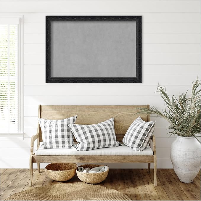 Amanti Art Black Framed Magnetic Board 28x40 Large Vision Board for use with Magnets, 100% Metal Sheet to Display Items as Office Decor or for Home Organization in mudroom, Kitchen or Kids Room