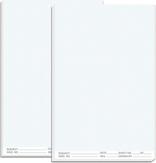 2 Pack 100 Sheets 11" x 17" Isometric Graph Paper Pad Landscape for 3D Designs Architecture Landscaping Engineering Drafting (Portrait)