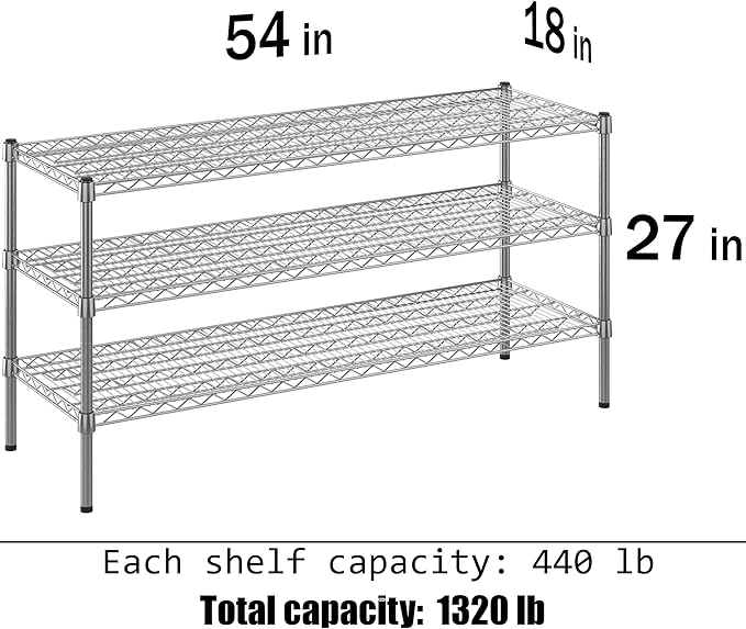 Regal Altair 18" Deep x 54" Wide x 27" Height Wire Shelving Kit | 3-Tier | NSF Commercial Storage Rack Unit
