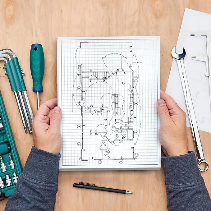 Graph Paper Pad for Blueprint Drawings, Drafting, Engineering Drawing, and Planning - Graph Paper 11x17 Blueprint Quadrille Grid Paper Pads with Blue Lines, High Brightness 50 Sheets (1-Pack)