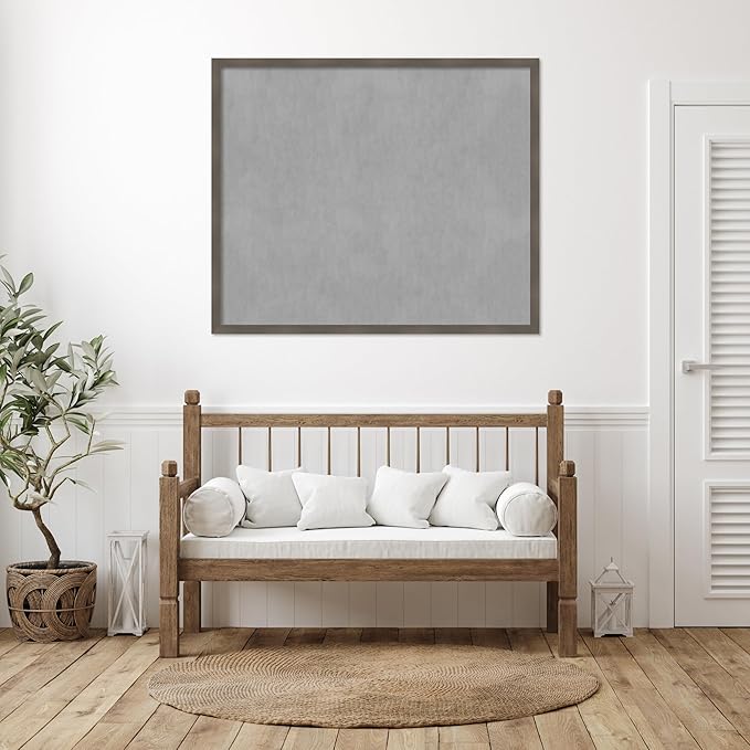 Amanti Art Grey Framed Magnetic Board 42x50 Oversize Vision Board for use with Magnets, 100% Metal Sheet to Display Items as Office Decor or for Home Organization in mudroom, Kitchen or Kids Room