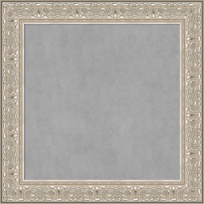 Amanti Art Silver Framed Magnetic Board 31x31 Medium Vision Board for use with Magnets, 100% Metal Sheet to Display Items as Office Decor or for Home Organization in mudroom, Kitchen or Kids Room