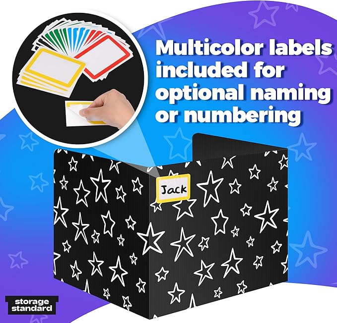 22-Pack Desk Dividers for Students - Star, Durable & Waterproof Plastic Study Carrel Divider, Classroom Folders Teacher Supplies, Easy-to-Clean Plastic Privacy Shield Folder Boards for Student Desks