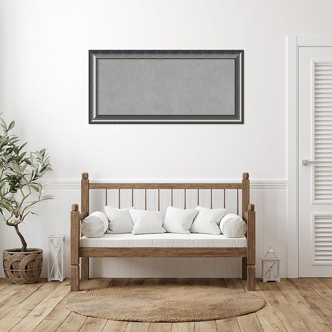 Amanti Art Silver Framed Magnetic Board 26x54 Oversize Vision Board for use with Magnets, 100% Metal Sheet to Display Items as Office Decor or for Home Organization in mudroom, Kitchen or Kids Room