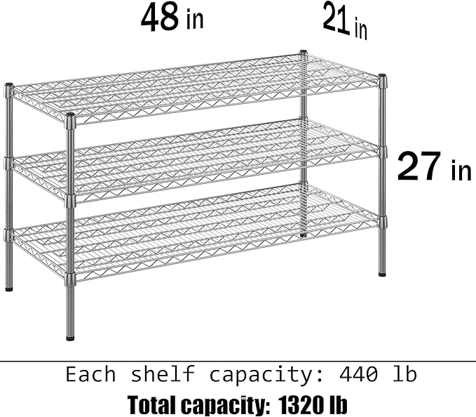 Regal Altair 21" Deep x 48" Wide x 27" Height Wire Shelving Kit | 3-Tier | NSF Commercial Storage Rack Unit