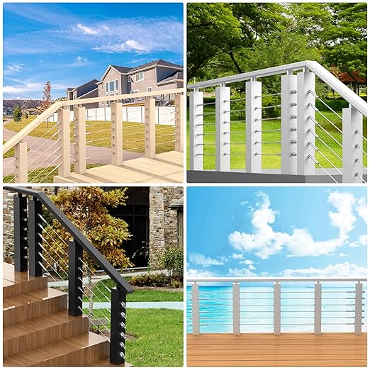 BLIKA 65 Pack Stainless Steel Protector Sleeves for 1/8" 5/32" or 3/16" Deck Cable Railing, for Wood/Composite Posts, T316 Marine Grade, Cable Railing Protector Sleeves
