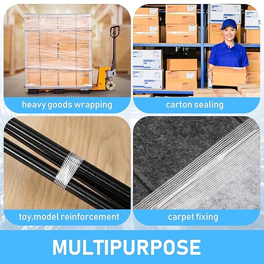 Treela 30 Rolls 1/2 Inch x 60 Yards Filament Strapping Tape 5.5 Mil Transparent Reinforced Fiberglass Heavy Duty Packing Shipping Tape for Sealing Binding Fixing