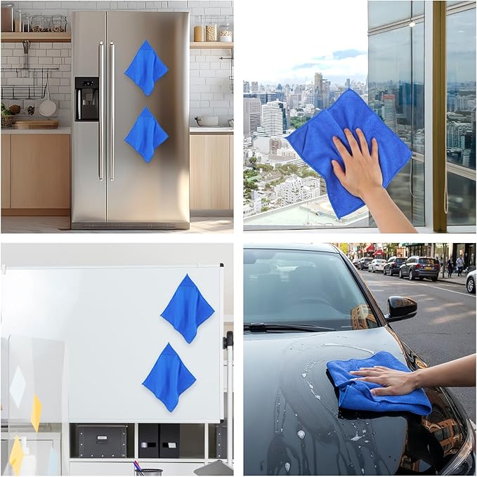 Kifmurase 24Pcs Magnetic Microfiber Cleaning Cloth, Microfiber Dry Erase Erasers, Reusable Cloth Whiteboard Eraser, Multipurpose Cleaning Cloths for Blackboards, Chalkboards, Glassboards, Home