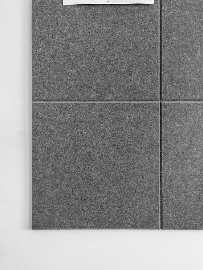 DECORITA Felt Wall Tiles | Large Cork Board Alternative | Aesthetic Felt Bulletin Board for Office, Home & Classroom | Large Cork Boards for Walls Pinboard (12-Pack) | Gray