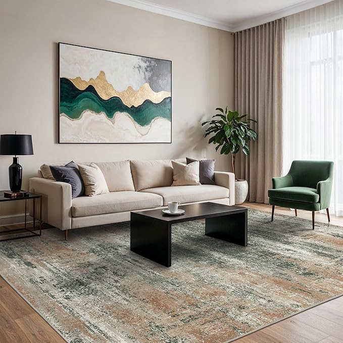 GENIMO 8x10 Area Rugs, Modern Living Room Rugs, Large Machine Washable Rug Non-Slip, Soft Pet Friendly Rugs for Bedroom, Playroom, Dining Room, Gray Mist