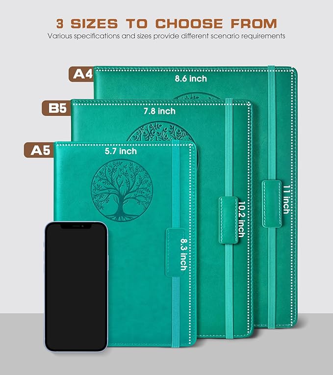 Biuwory Lined Journal Notebook for Women Men,256 Pages A4 Large Hardcover Leather Journals for Writing,Travel,Business,Work,School,College Ruled Notebooks for Note Taking, Diary Notepad 8.6"×11"