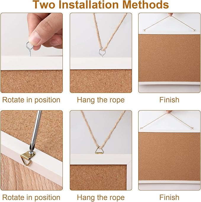 FEBSNOW Cork Board Bulletin Board 15.7 x 12 Inches with Rectangle White Frame Hanging Pin for Office Home Message Board or Vision Board Decoration