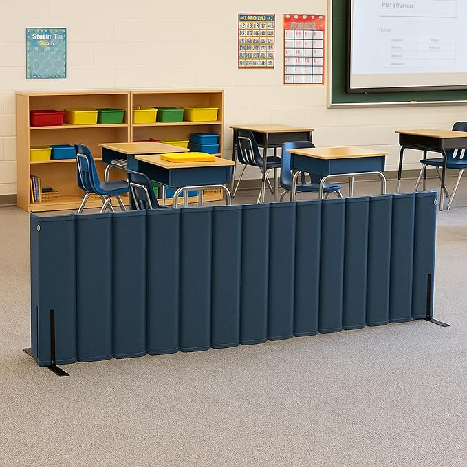 Versare VersiPanel Acoustical Partition Wall - Sound Panel Classroom Office Room Divider, Flexible Arrangement, Easy Roll-up Storage (Black, 8' Wide x 48" Tall)