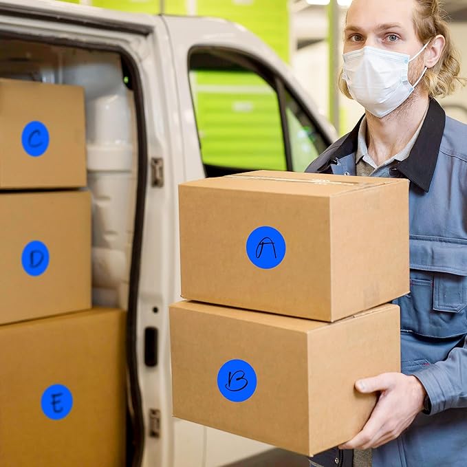 2 Inch Color Coding Round Labels (2000Pcs, 4 Rolls) - Round Colored Dot Stickers for Inventory, Pantry, Warehouse Organization - Blue Circle Dot Labels