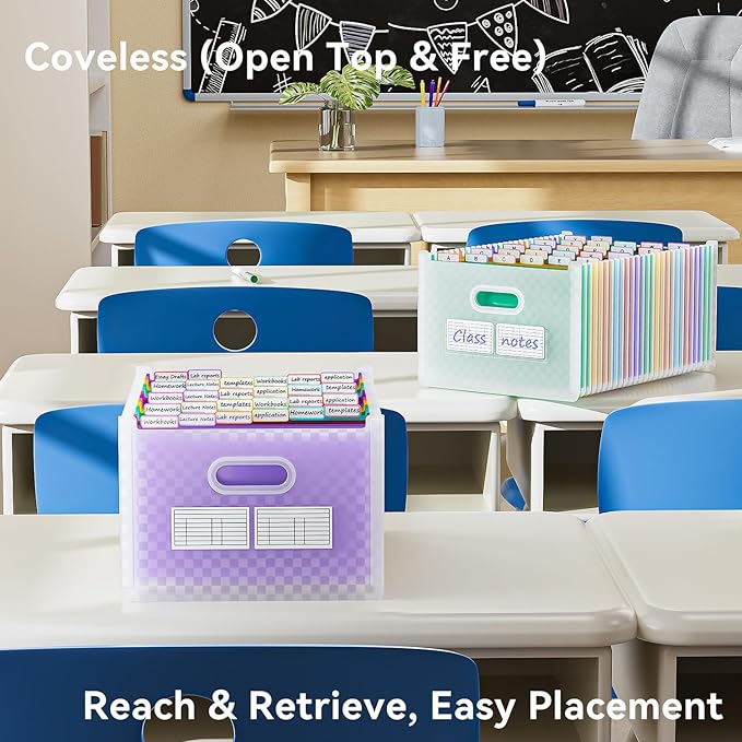 ThinkTex 26-Pocket Accordion File Organizer, Upright & Open Top, A–Z Colorful Tabs, High Capacity Expanding File Folder, Letter/A4 Size Essentials for School, Home, and Office-Purple