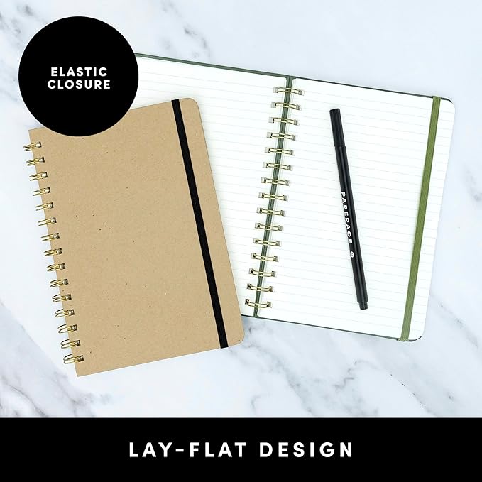 PAPERAGE Graph Paper Spiral Notebook & Journal, (Cognac), 160 Pages, Medium 5.5 inches x 8 inches - 100 GSM Thick Graphing Paper, Hardcover, Double-Wire Grid Spiral Notebook