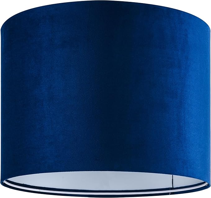GO&SO Large Drum Lamp Shades Set of 2 Blue Velvet Lampshade 16"Top×16"Bottom×12"High(Spider) Modern Lamp Shades for Table Lamp & Bedside Lamps Replacement in Hand Crafted-Art Decor