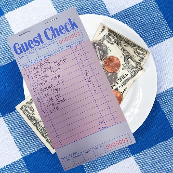 Guest Check Books 10 Pack, Guest Checks for Servers, Server Note Pads, Waitress Accessories Writing Pad, Thick Server Paper with Guest Receipts, Restaurant Supplies Order Pad Total 500 Sheets（Pink)