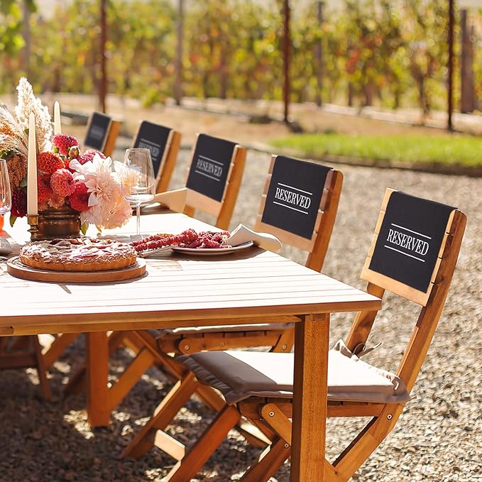 Buryeah 12 Pcs Reserved Seating Signs for Chairs Church Pew Reserved Chair Signs Placeholder with Printed Words for Weddings Parties Celebrations Receptions Church or Event (Black,White)
