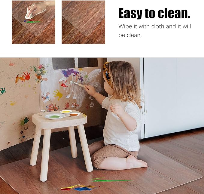 Kuyal Clear Chair Mat, Hard Floor Use, 57" x 44" Transparent Office Home Floor Protector mat Chairmats (57" x 44" Rectangle)