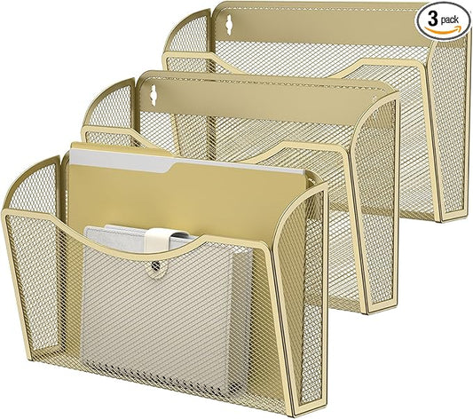 MINDEPOT Wall File Organizer,Hanging Wall Mounted File Folder Binder Holder Mail Organizer for Office,Home and School Supplies