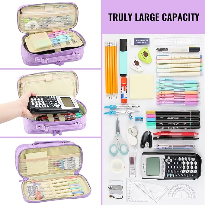 JOINPRO Pencil Case, Large Capacity Pencil Case Organizer; Double Zipper Storage Bag; Big Pencil Pouch for College School Office Teen Girl Boy Men Women Adult
