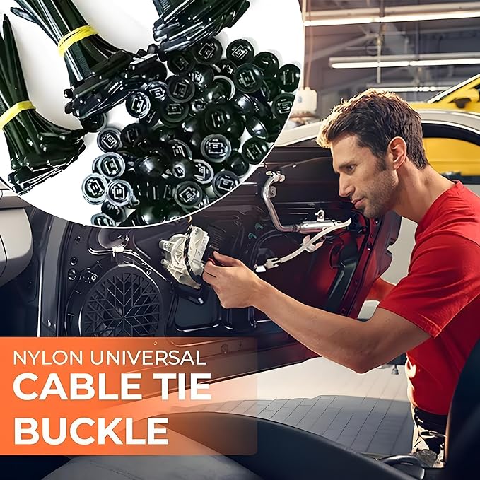 200 Pcs Nylon Universal Cable Tie Buckle with PP Storage Box - Multifunctional Zip Ties with Pin & Button, UV Resistant Fasteners for Car Repair, Bumper & Fender Clips (50PCS)