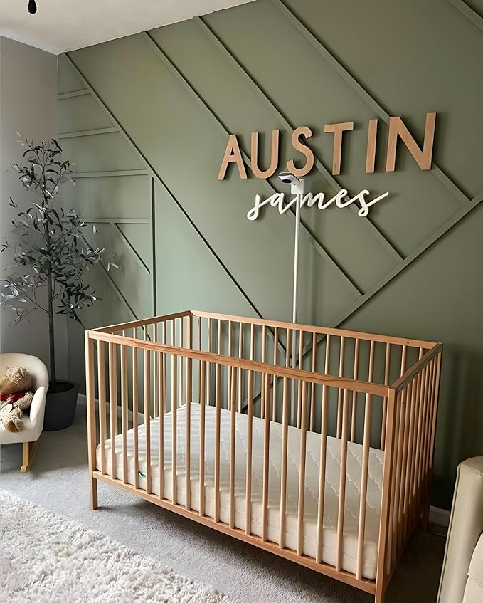 Personalized Wooden Name Sign for Nursery - Custom Name Signs for Kids Room, Personalized Nursery Name Sign - Perfect Room Decoration, Wall Name Decoration & Wedding signs, Family Name Signs (First & Middle Name - Style 1)
