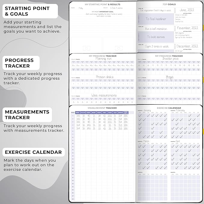 Clever Fox Fitness & Food Journal PRO – Daily Workout & Meal Planner for Women & Men – Exercise & Weight Loss Diary Notebook, 7.3x10.4” (Black)