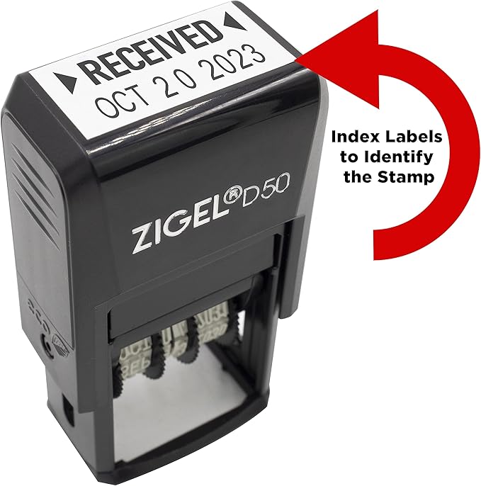ZIGEL D50 Date Stamp with MAILED - Self Inking Date Stamp - Black