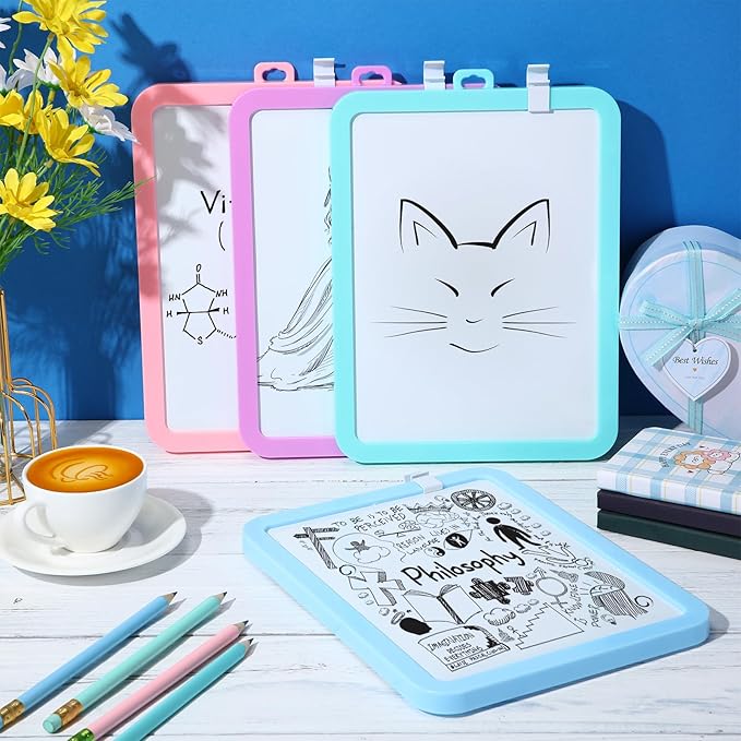 Outus 10 Pcs Dry Erase Mini White Boards Bulk 8.5 x 11'' Small Magnetic Whiteboard Double Sided Colored Writing Boards for Kids Students Locker Fridge(Macaron Color)