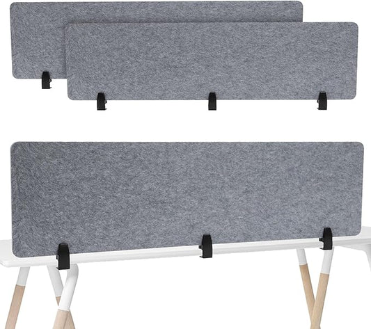 2pcs Privacy Panel, Standing Desk Divider 60"x16" Desktop Office Furniture Partitions, Clamp-On Acoustic Desk Divider Mounted Privacy Panel to Reduce Noise and Visual Distractions (Light Grey)