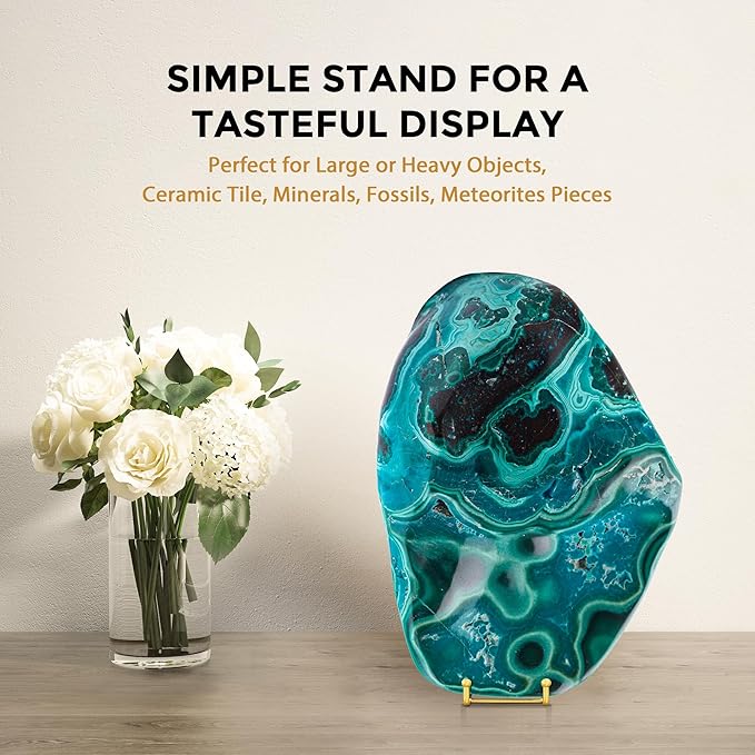 TR-LIFE 16 Inch Gold Metal Plate Stand (2 Pack) - Heavy Duty Display Stand for Extra-Large Plates, Frames, Platters and Art