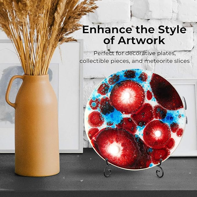 TR-LIFE Plate Stands for Display - 8 Inch Plate Holder Display Stand + Metal Easel Stand for Picture Frame, Decorative Plates, Book, Photo, Collectibles (2 Pack)