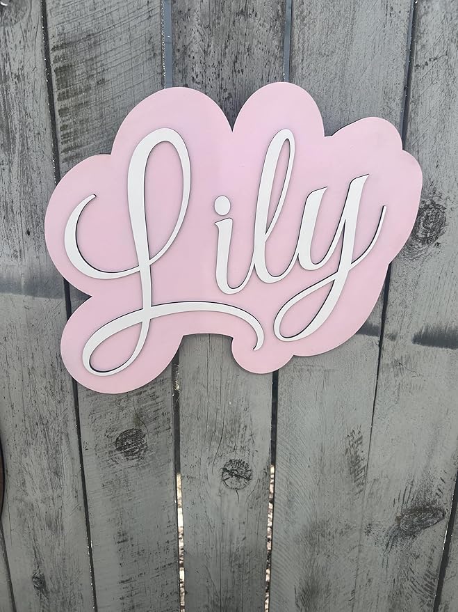Custom Baby Name Sign- Wood bedroom sign- Kids room decor (Double Layer Name Sign)