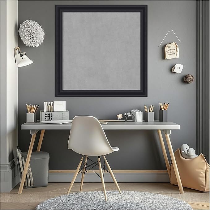 Amanti Art Black Framed Magnetic Board 28x28 Medium Vision Board for use with Magnets, 100% Metal Sheet to Display Items as Office Decor or for Home Organization in mudroom, Kitchen or Kids Room