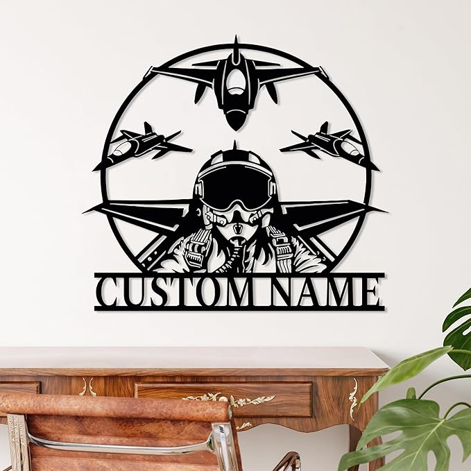 Personalized Metal Airplane Wall Art, Airplane Name Sign, Customized Pilot Name Sign, Airplane Hangar Sign Decor, Aviation Home Office Decor, Large Outdoor Decor, Pilot Gifts, Aircraft Lovers Gift