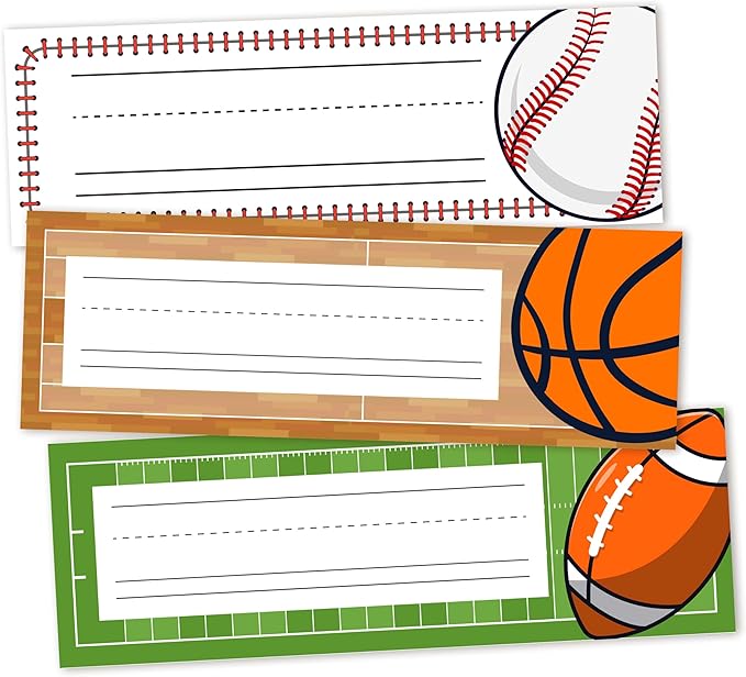 30 Name Tags for Classroom Cubbies, 3x9 in All-Star Sports Name Plates for Desks, Classroom Must Haves for Teachers Elementary - A11