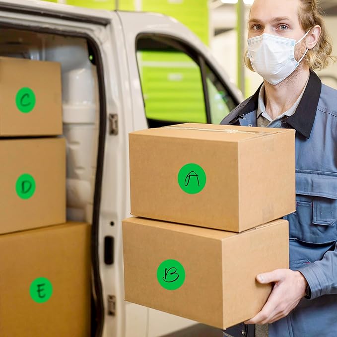 2 Inch Color Coding Round Labels (2000Pcs, 4 Rolls) - Round Color Dot Stickers for Inventory, Pantry, Warehouse Organization - Green Circle Dot Labels