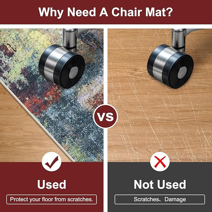 Anidaroel 36"x60" Chair Mat for Hardwood Floor, Anti-Slip Desk Chair Mat for Hardwood, Under Desk Rug for Rolling Chair, Low Pile Carpet Protector Mat for Office Chair