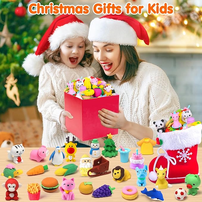 Palmatte 140PCS Mini Animal Erasers Bulk Kids Prizes Treasure Box Toys Classroom Rewards Teacher Must Haves Desk Pets Back to School Supplies Random Eraser Party Favors Kids Toys Gifts Pinata Stuffers