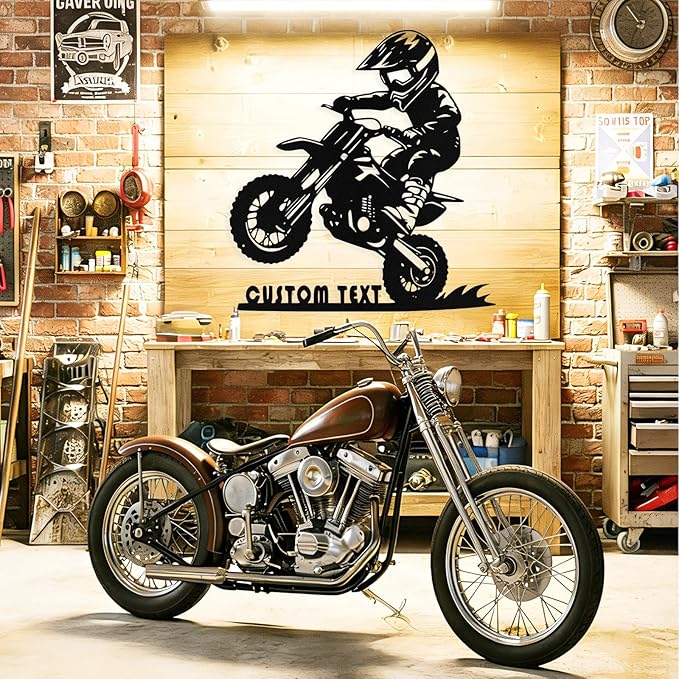 Custom Motorcycle Metal Signs Personalized Dirt Biker Name Sign Custom Garage Decor Motorbikes Wall Art Decor Motorcycle Sign Men Room D ecorate Gifts for Men Husband Rider